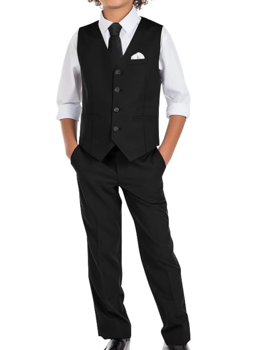 Marvelous Kids Boys Formal Slim Fit Suit Vest Set Adjustable Waist (size 7)